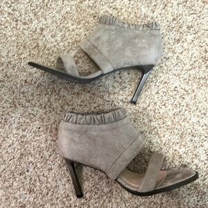 Suede Open Toe Bootie Heels…NWOT